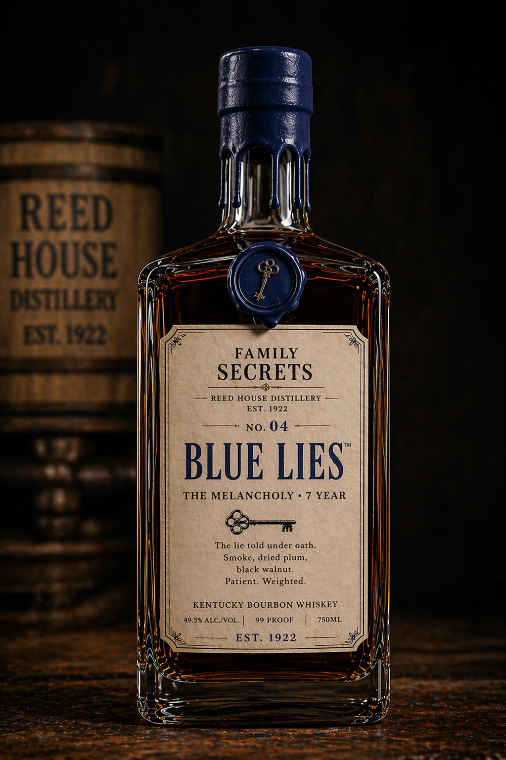 Blue Lies bottle - Reed House Distillery Family Secrets No. 04